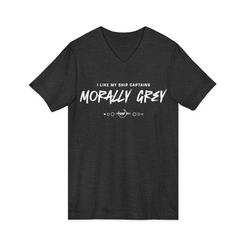 I Like My Ship Captains Morally Grey V-Neck Tee