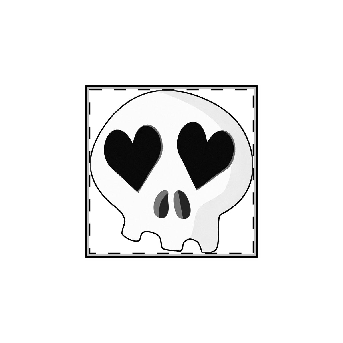 Heart-Eyes Skull Pin (Black)