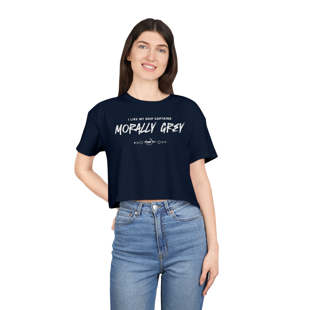 I Like My Ship Captains Morally Grey Crop Tee