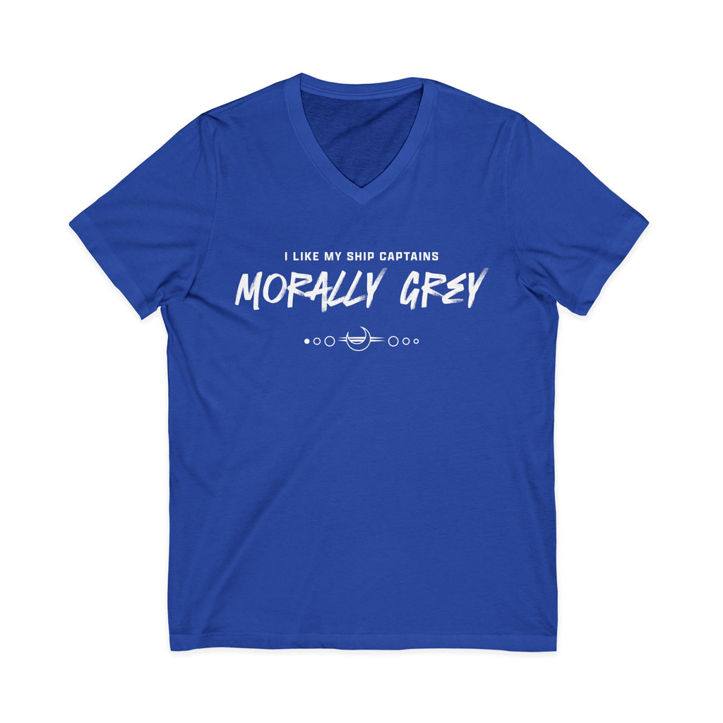 I Like My Ship Captains Morally Grey V-Neck Tee