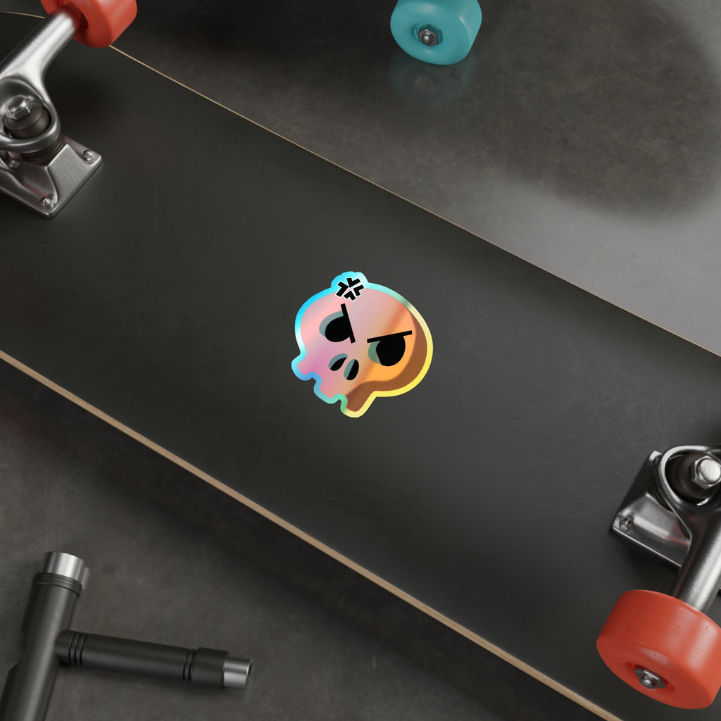 Angry Skull Holographic Sticker