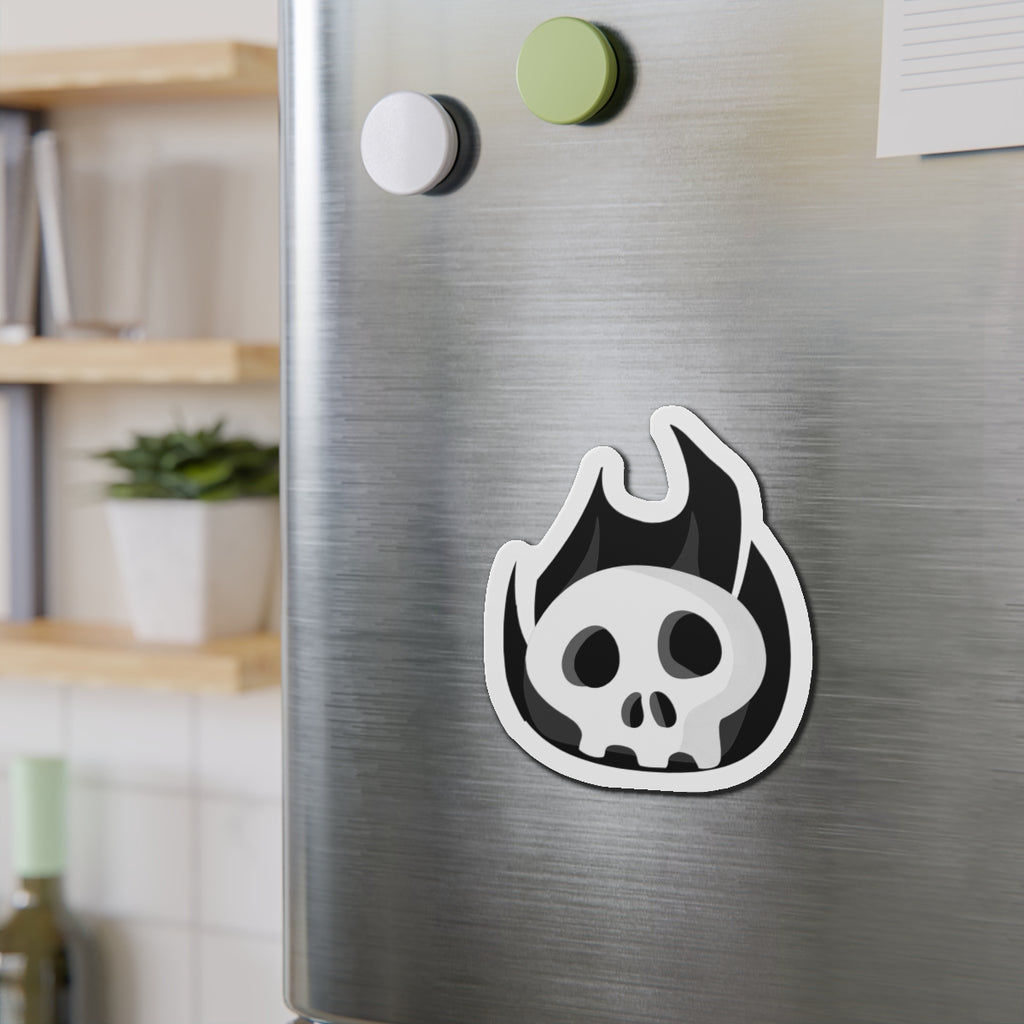 Black Fire Flaming Skull Magnet