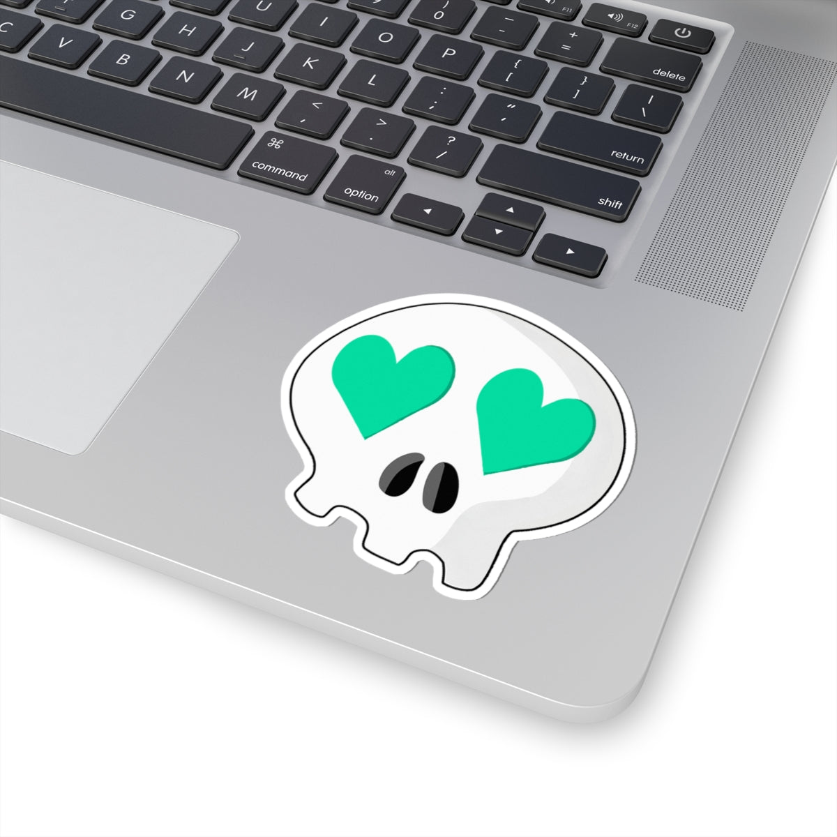 Heart-Eyes Skull Sticker (Teal)