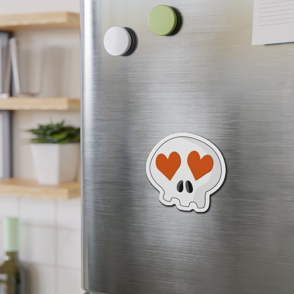 Heart-Eyes Skull Magnet (Orange)