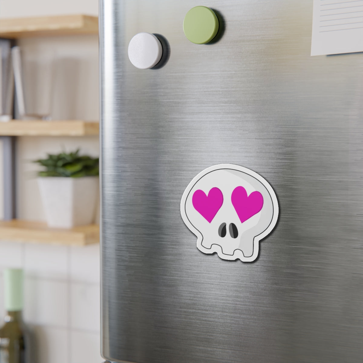 Heart-Eyes Skull Magnet (Pink)