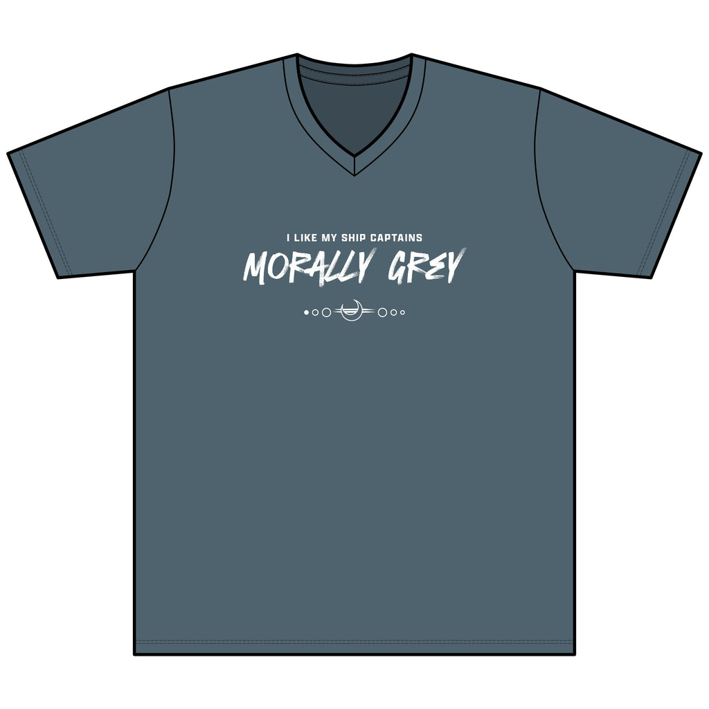 I Like My Ship Captains Morally Grey Heather V-Neck Tee