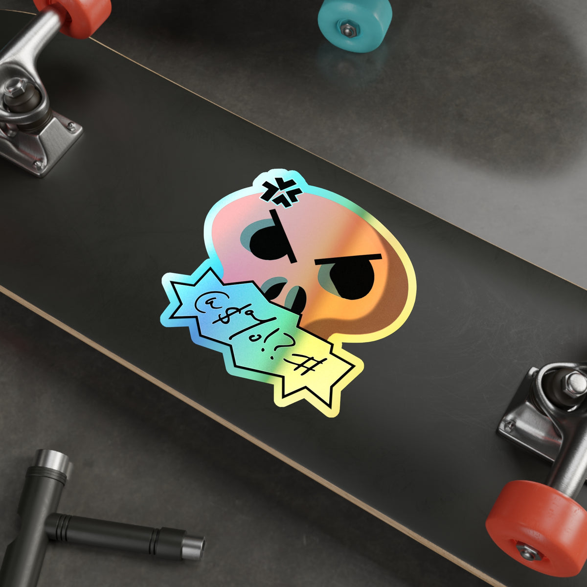 Cursing Skull Holographic Sticker