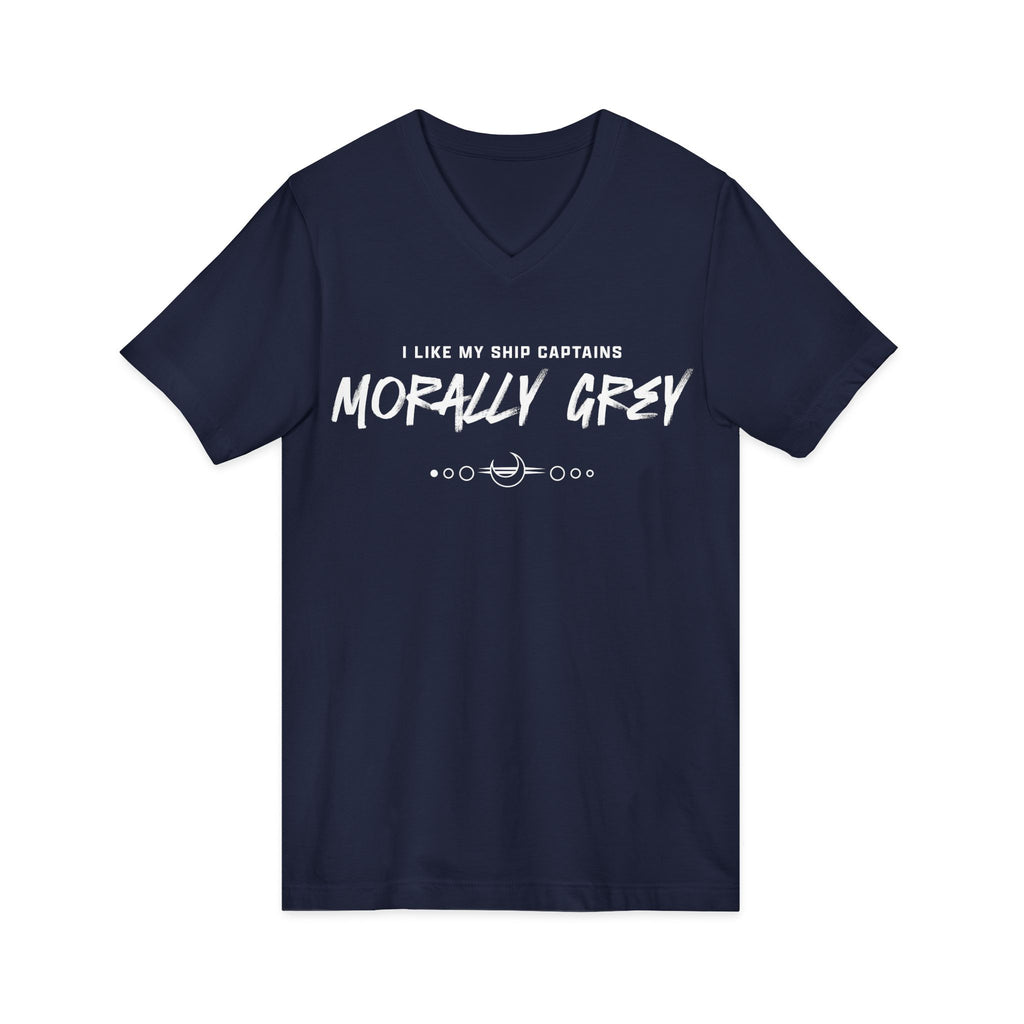 I Like My Ship Captains Morally Grey V-Neck Tee
