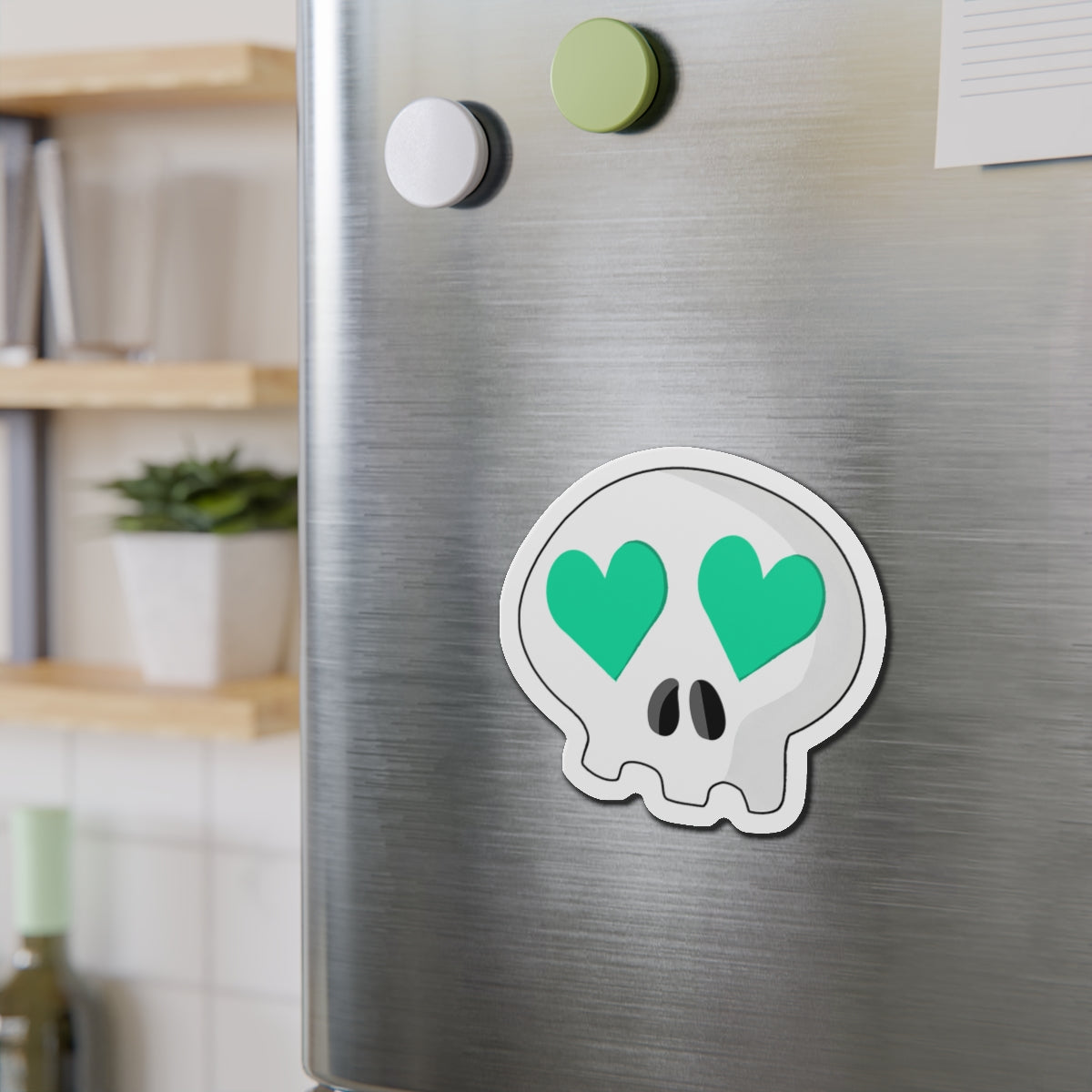Heart-Eyes Skull Magnet (Teal)