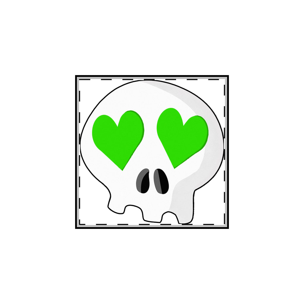 Heart-Eyes Skull Pin (Green)