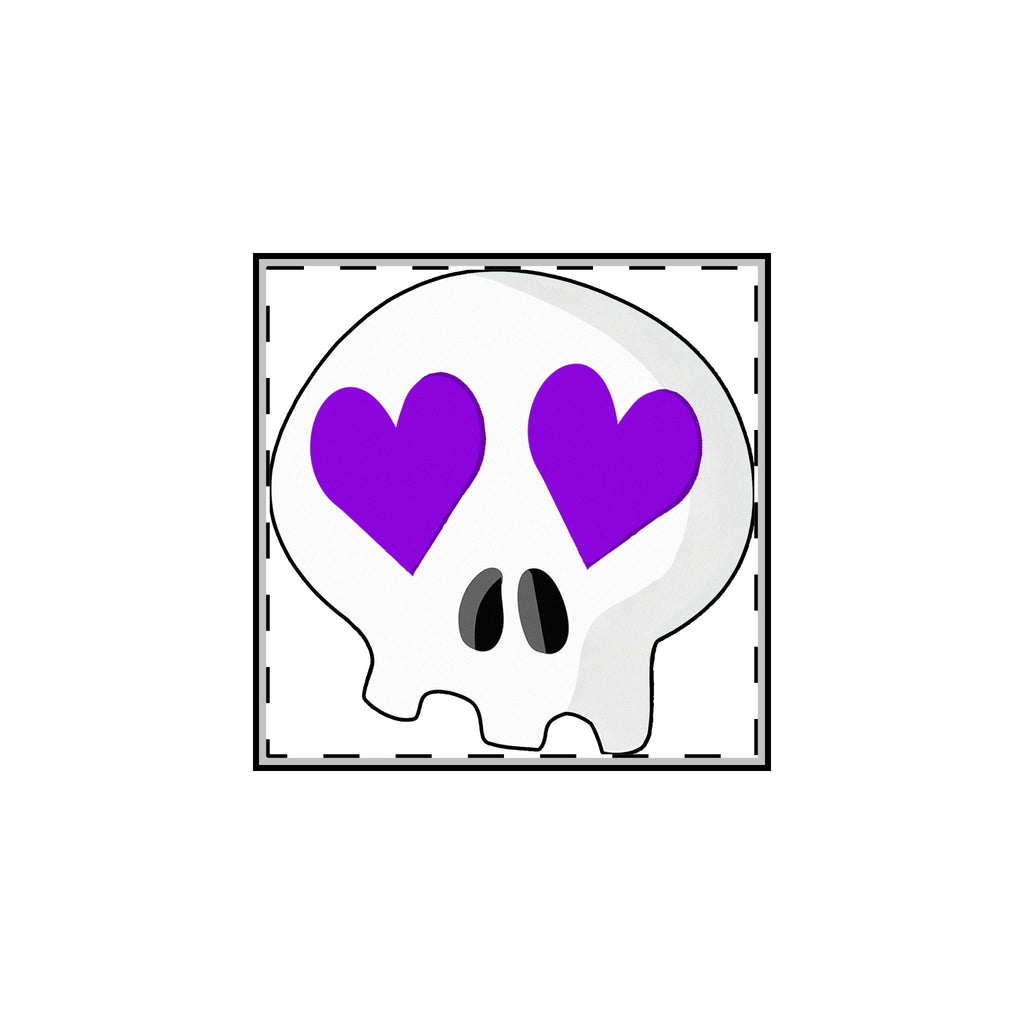 Heart-Eyes Skull Pin (Purple)