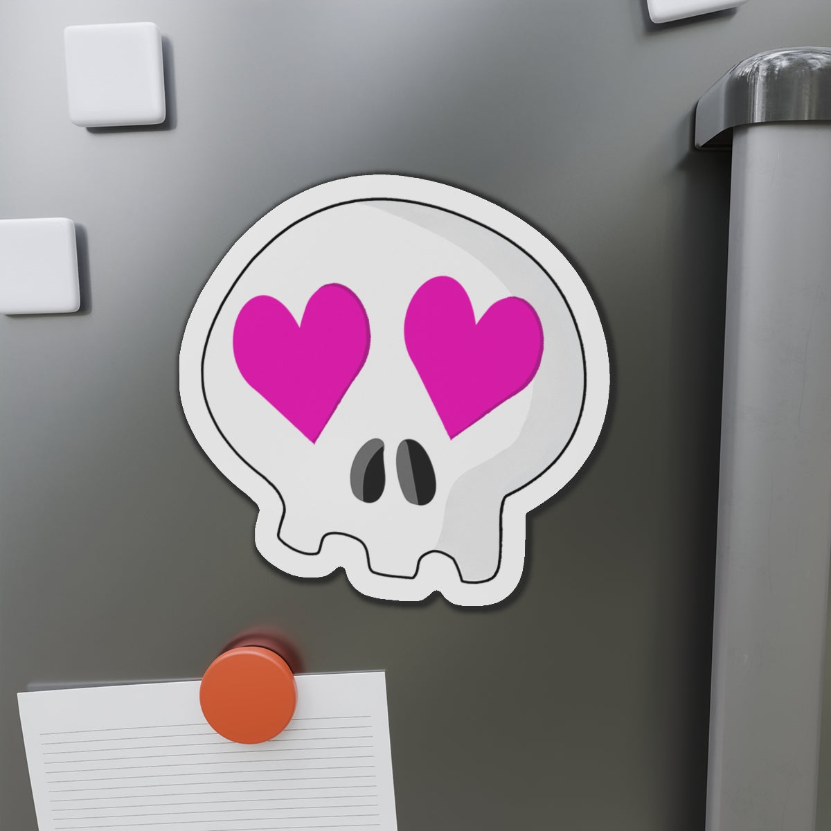 Heart-Eyes Skull Magnet (Pink)