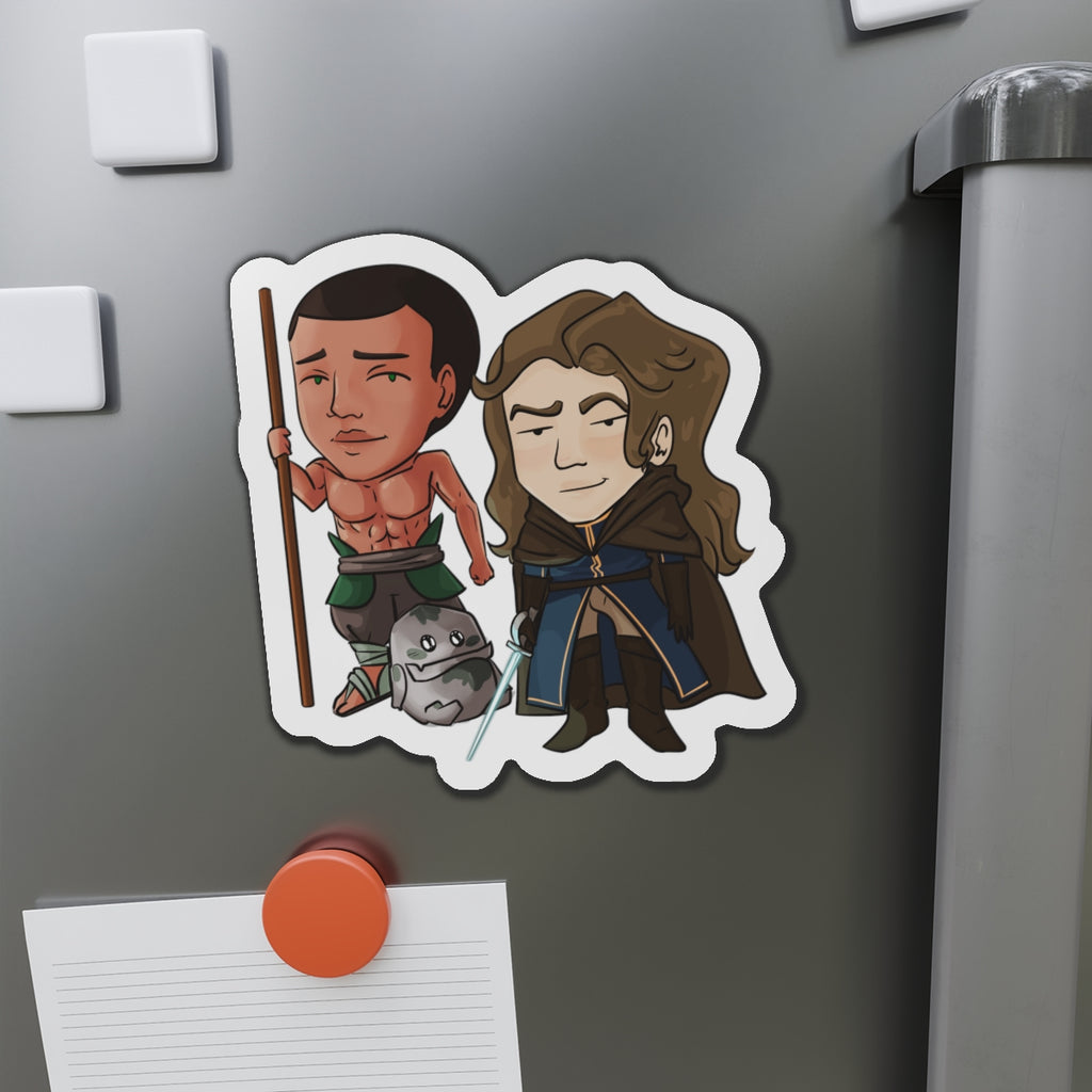 Cello, Eddie, and Little Izzy Magnet (Chibi-Style)