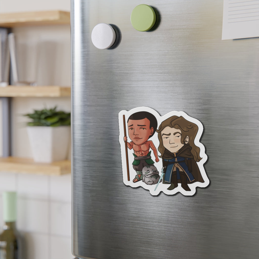 Cello, Eddie, and Little Izzy Magnet (Chibi-Style)