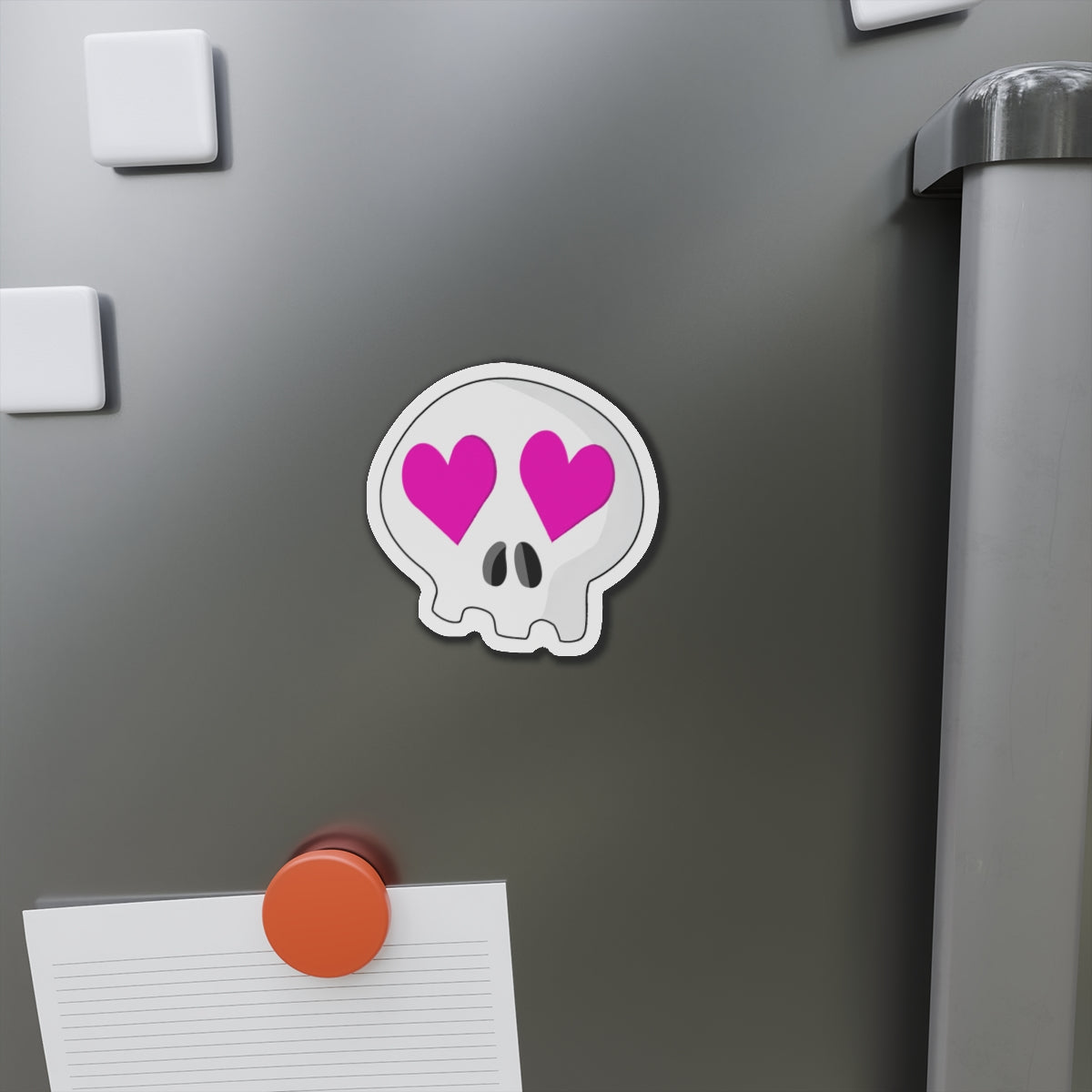 Heart-Eyes Skull Magnet (Pink)