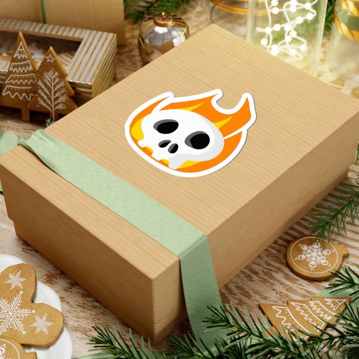 Flaming Skull Sticker
