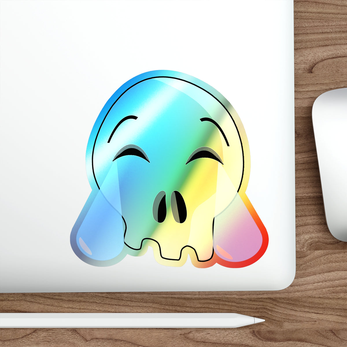 Laughing Crying Skull Holographic Sticker