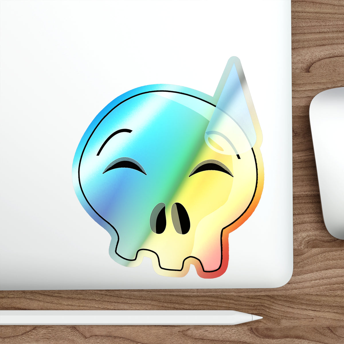 Nervous Sweating Skull Holographic Sticker
