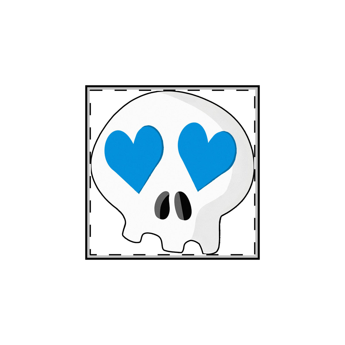 Heart-Eyes Skull Pin (Blue)