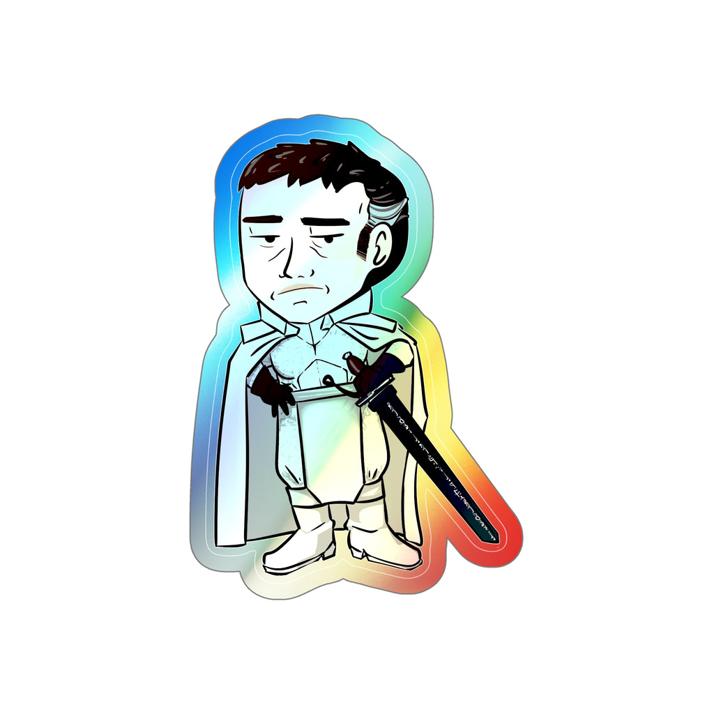 Rook with Black Sword Holographic Sticker (Chibi-Style)