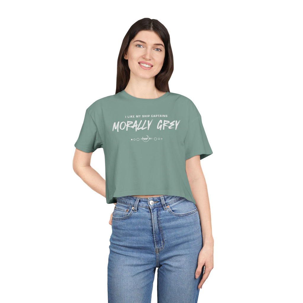 I Like My Ship Captains Morally Grey Crop Tee