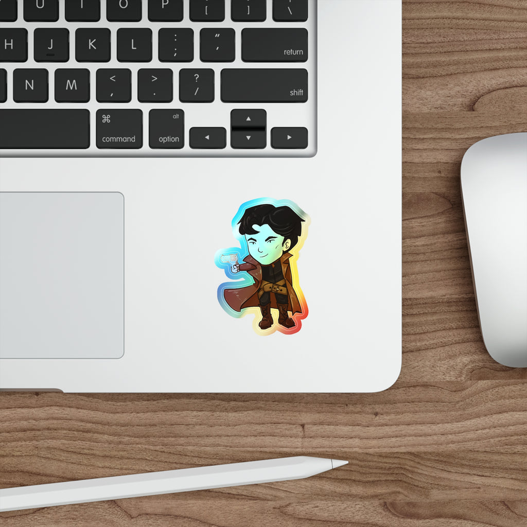 Grey Holographic Sticker (Chibi-Style)