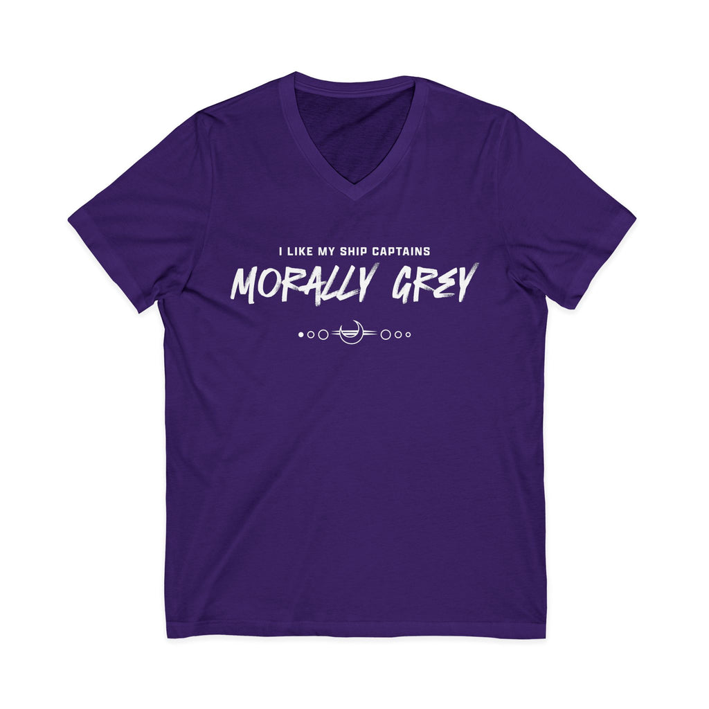 I Like My Ship Captains Morally Grey V-Neck Tee