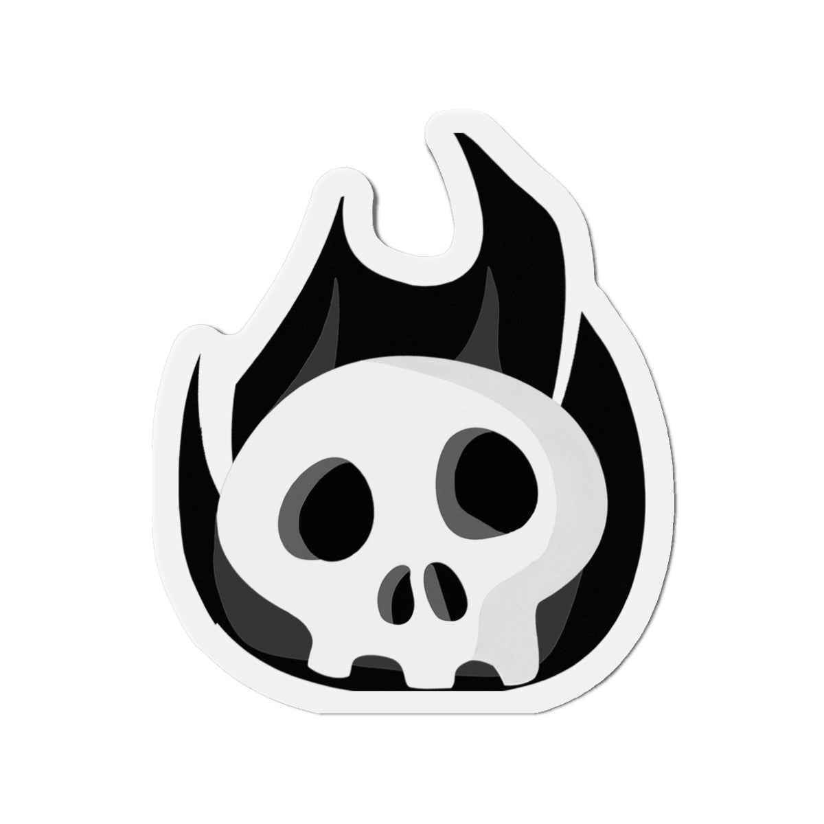 Black Fire Flaming Skull Magnet