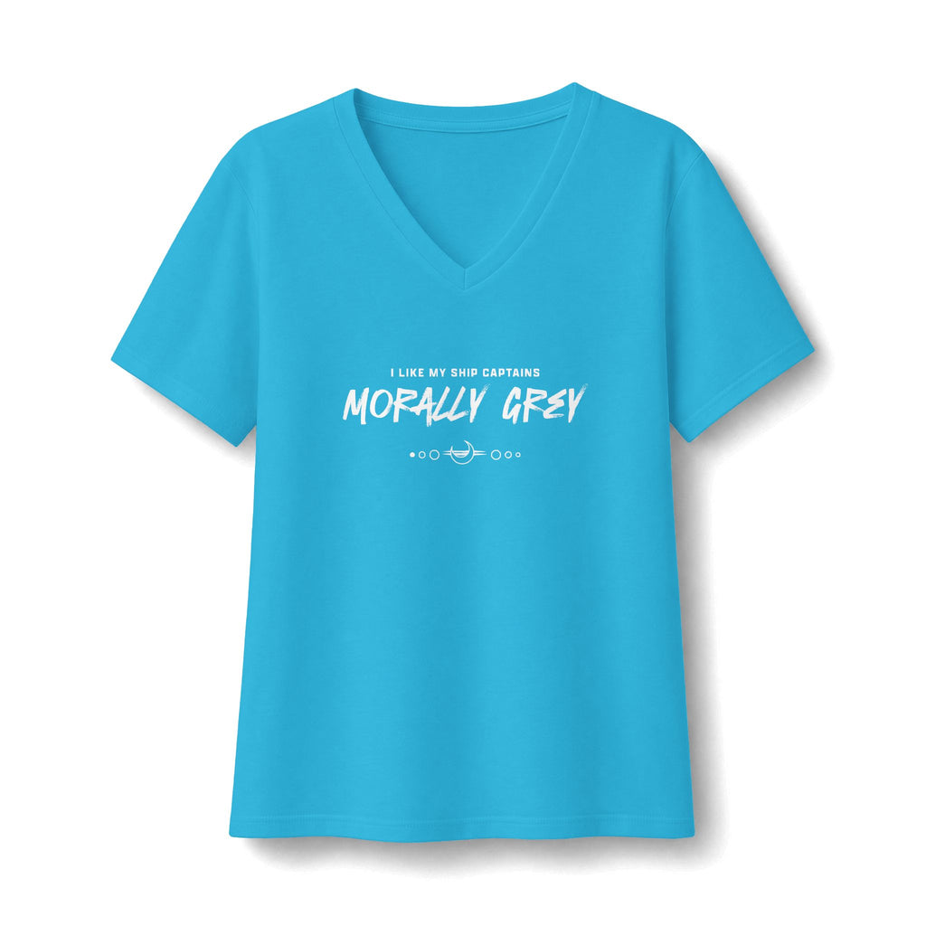I Like My Ship Captains Morally Grey Women's Relaxed V-Neck Tee