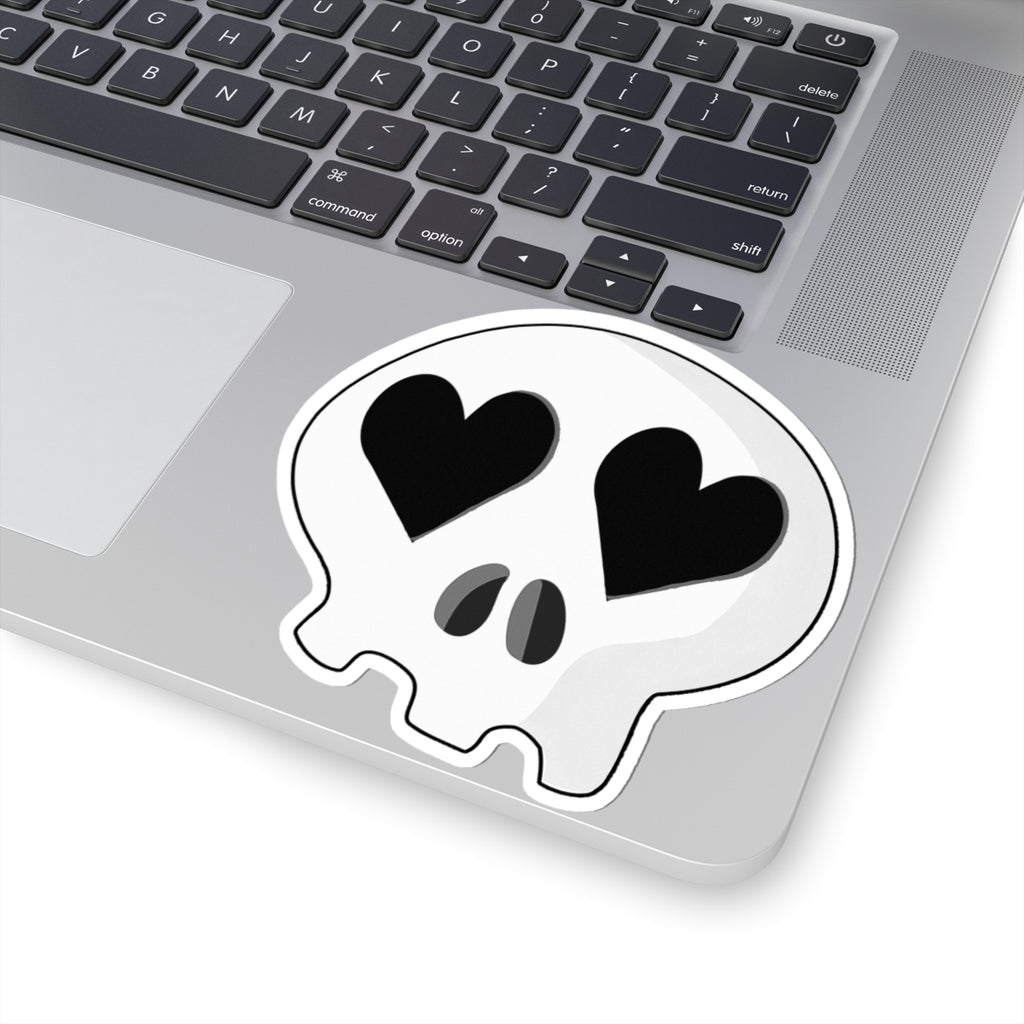 Heart-Eyes Skull Sticker (Black)