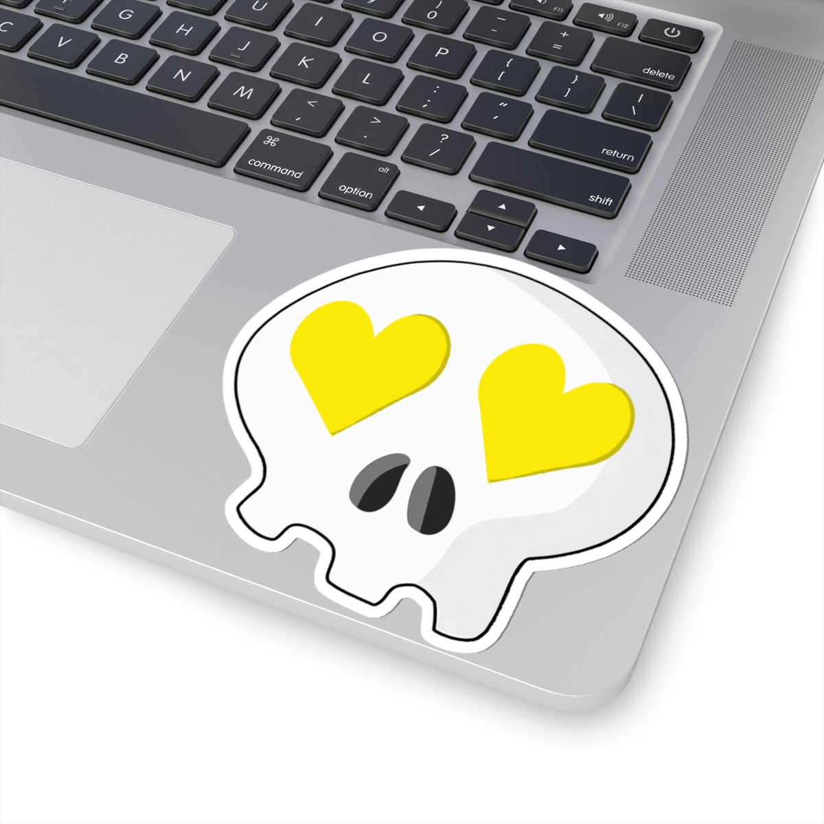 Heart-Eyes Skull Sticker (Yellow)