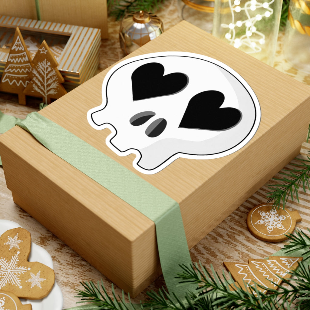 Heart-Eyes Skull Sticker (Black)