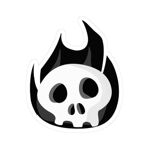 Black Fire Flaming Skull Sticker