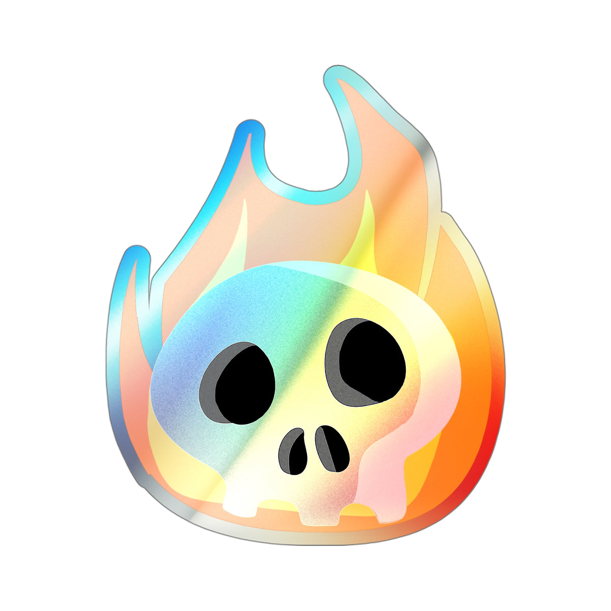 Flaming Skull Holographic Sticker