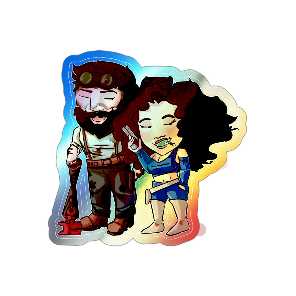 Willow and Bones Holographic Sticker (Chibi-Style)