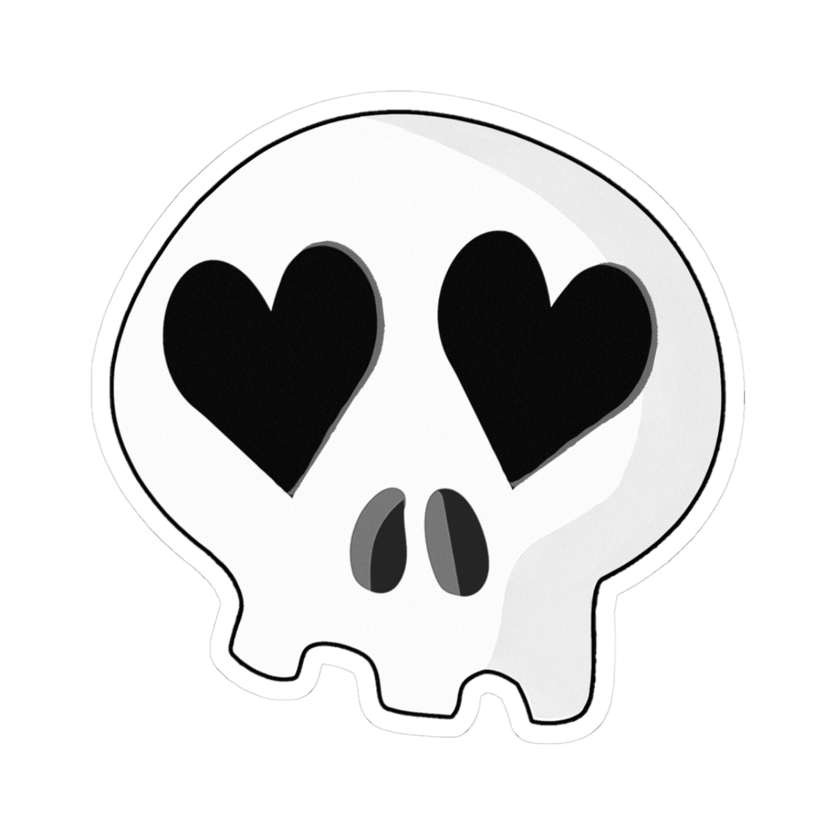 Heart-Eyes Skull Sticker (Black)