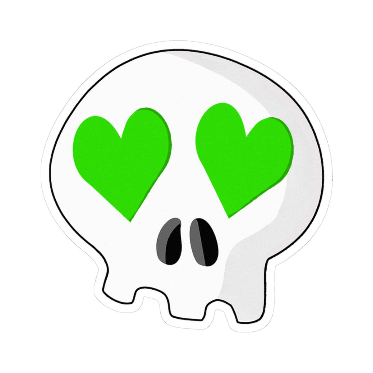Heart-Eyes Skull Sticker (Green)