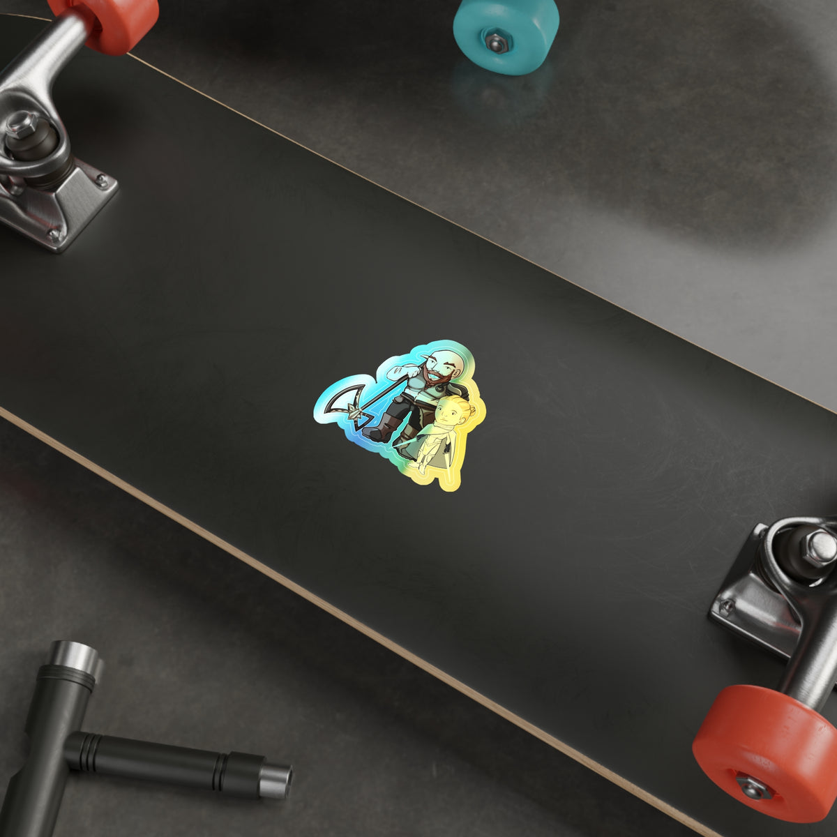 Dot and Mars Holographic Sticker (Chibi-Style)