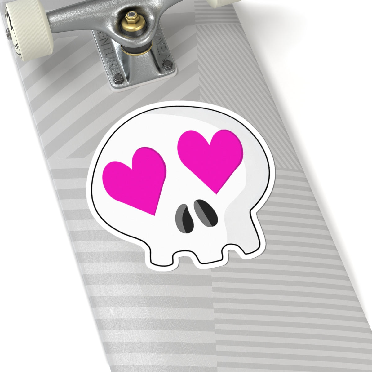 Heart-Eyes Skull Sticker (Pink)