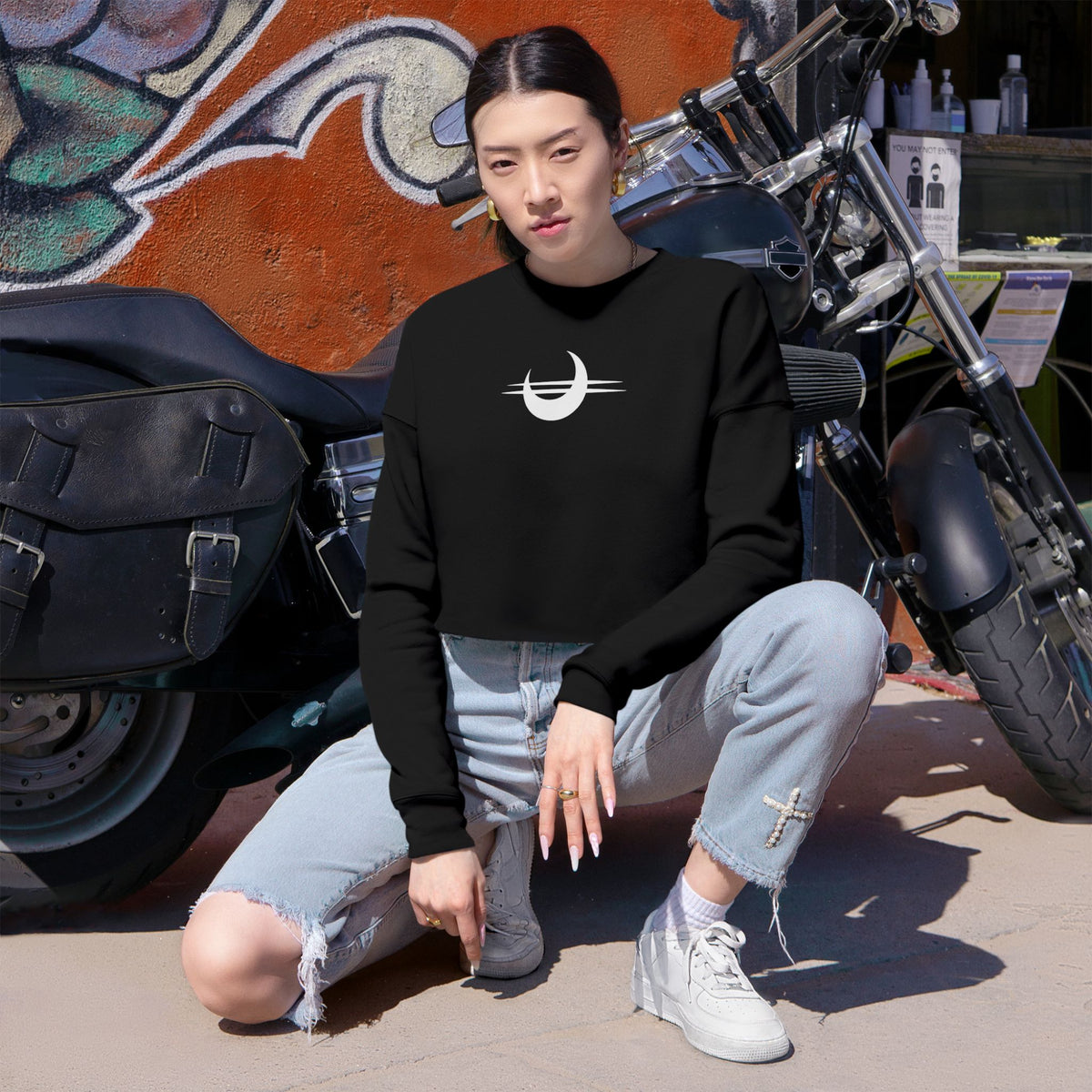 Stay Sturdy, Frens Crest Cropped Sweatshirt