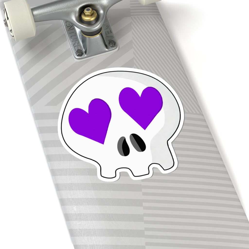 Heart-Eyes Skull Sticker (Purple)