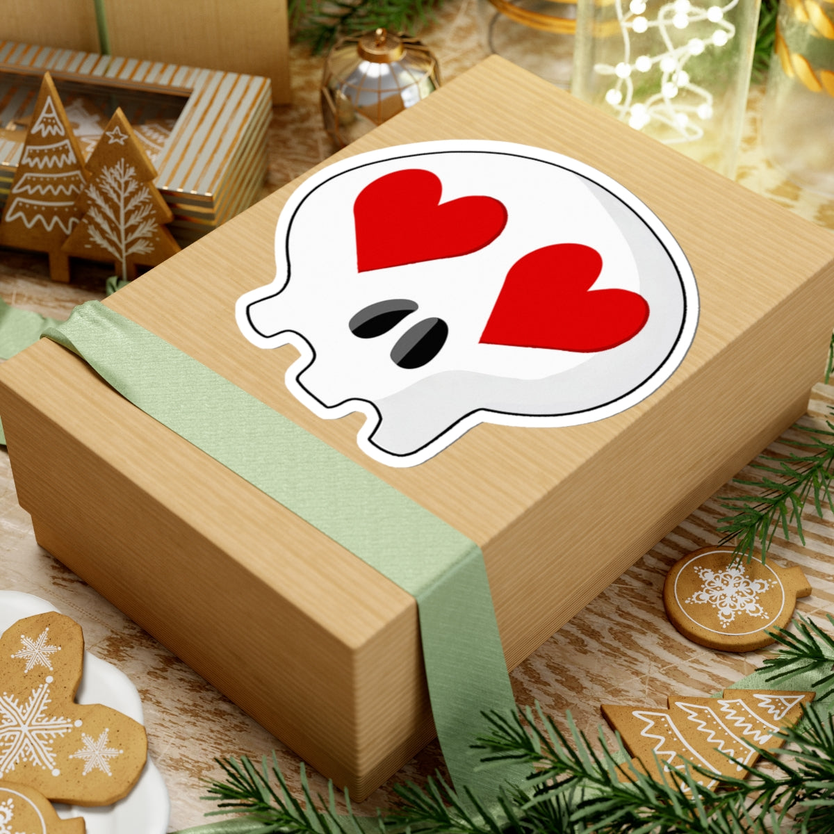 Heart-Eyes Skull Sticker