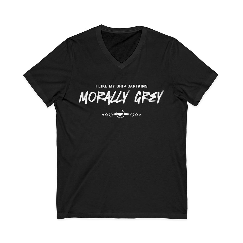I Like My Ship Captains Morally Grey V-Neck Tee