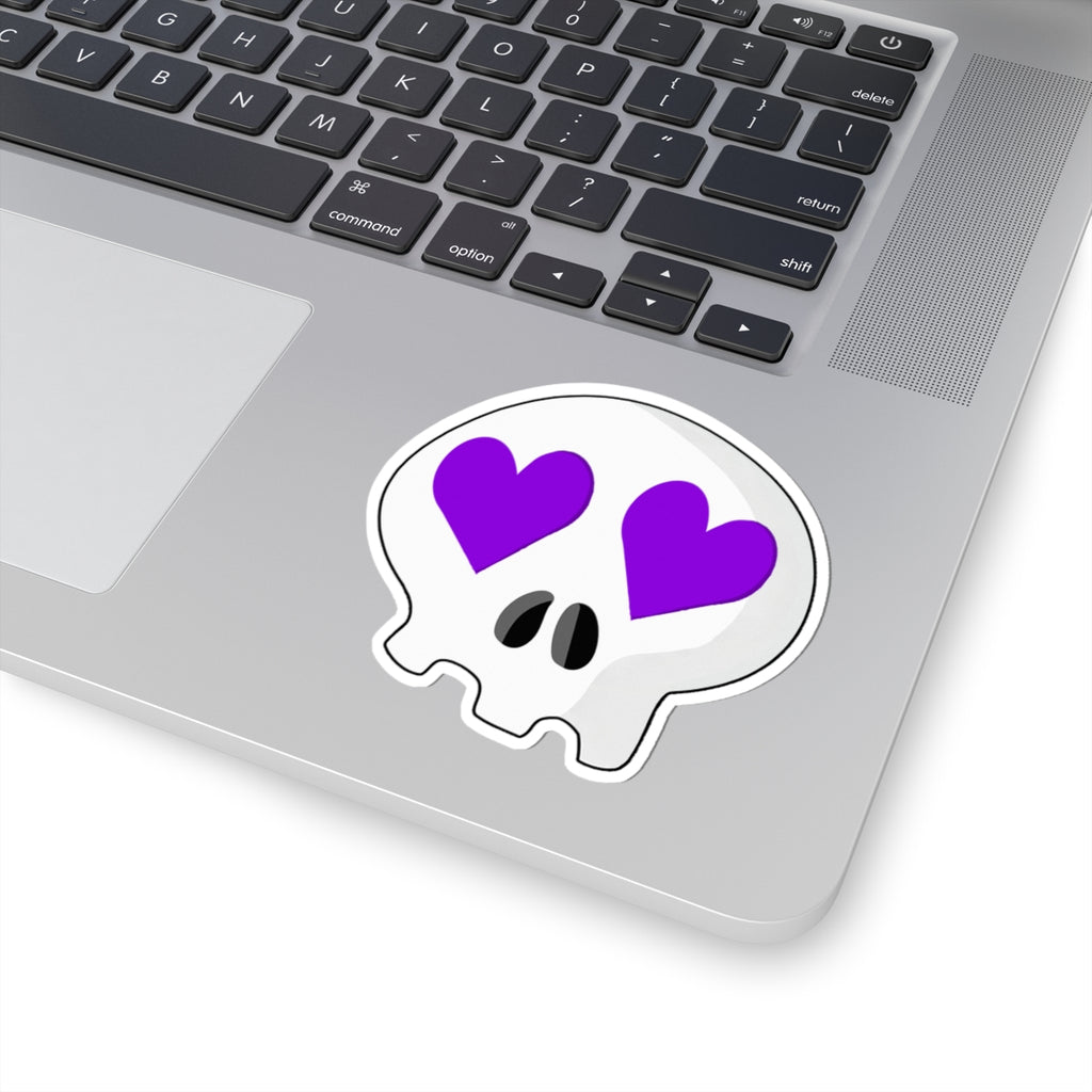 Heart-Eyes Skull Sticker (Purple)