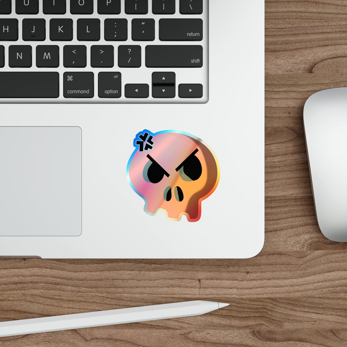 Angry Skull Holographic Sticker