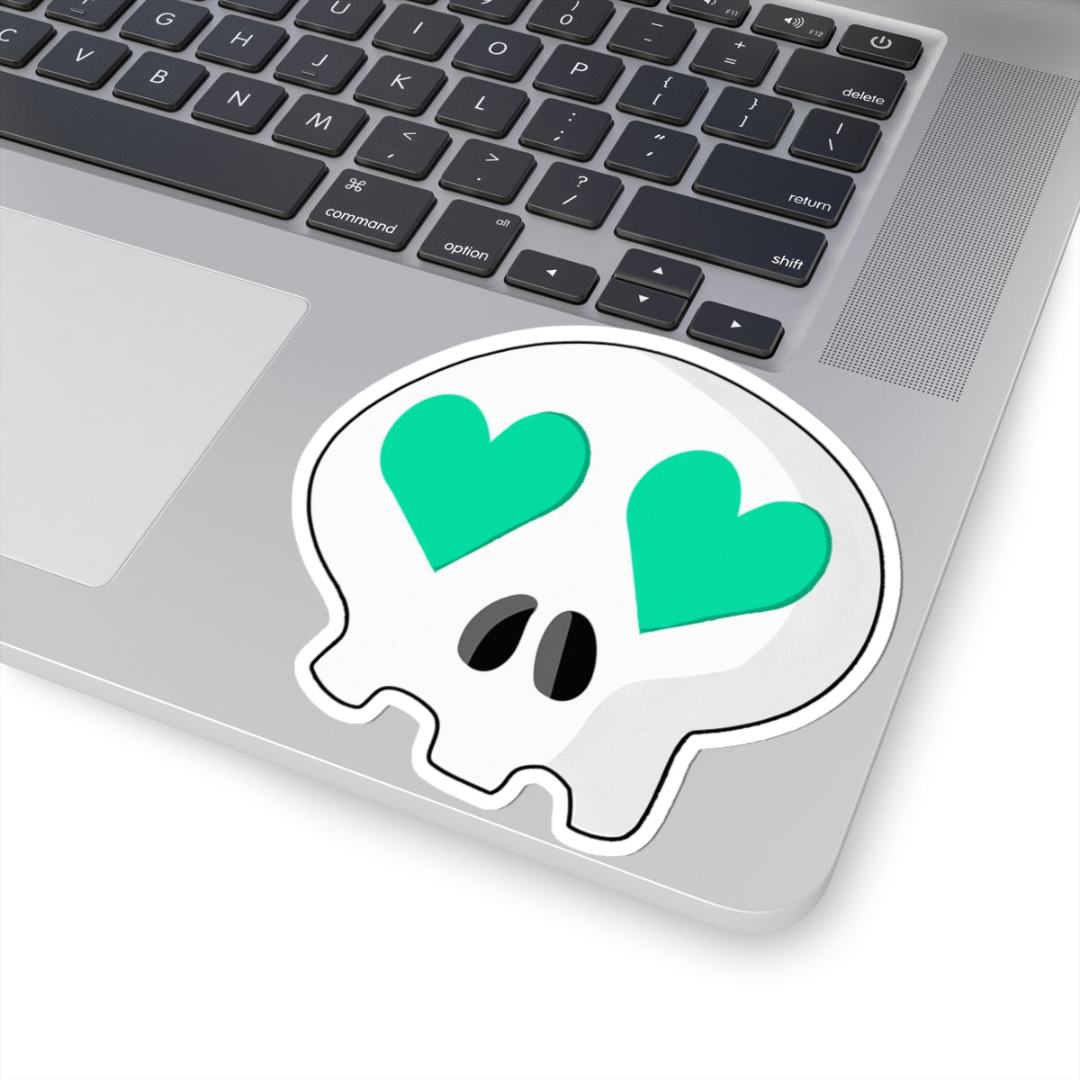 Heart-Eyes Skull Sticker (Teal)