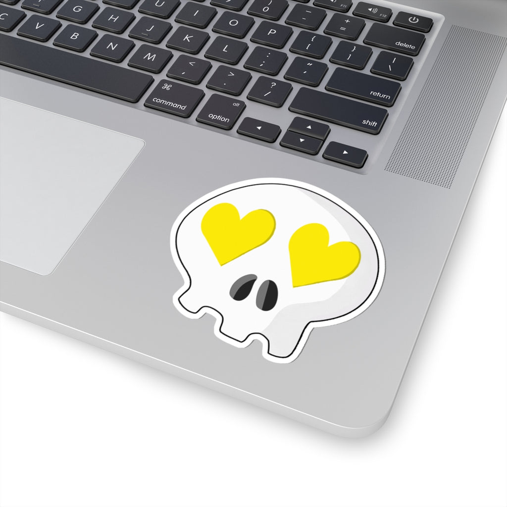 Heart-Eyes Skull Sticker (Yellow)