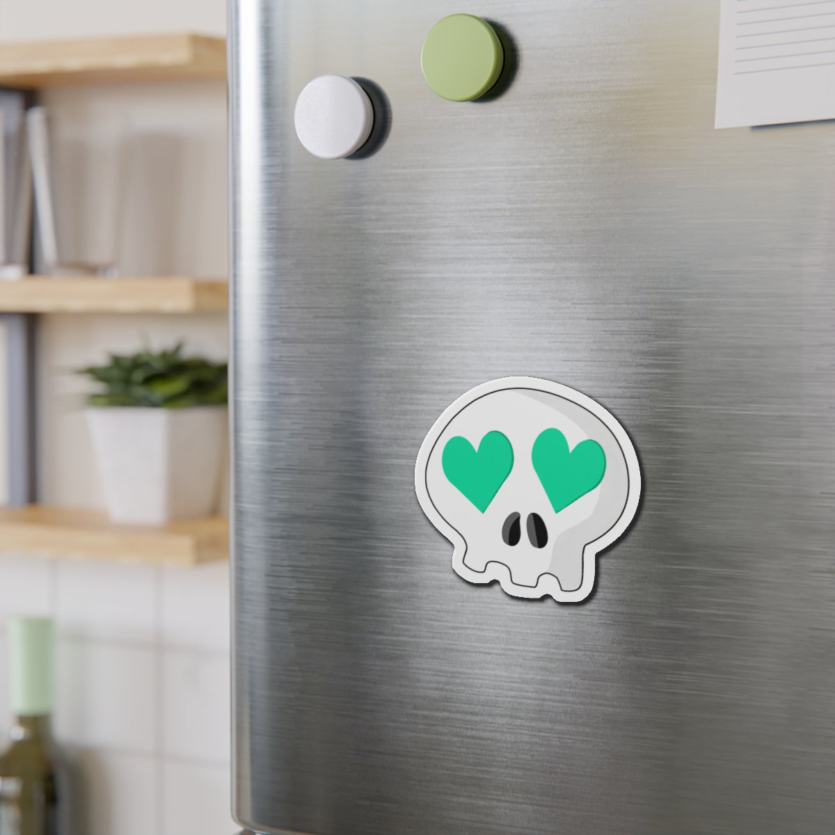 Heart-Eyes Skull Magnet (Teal)
