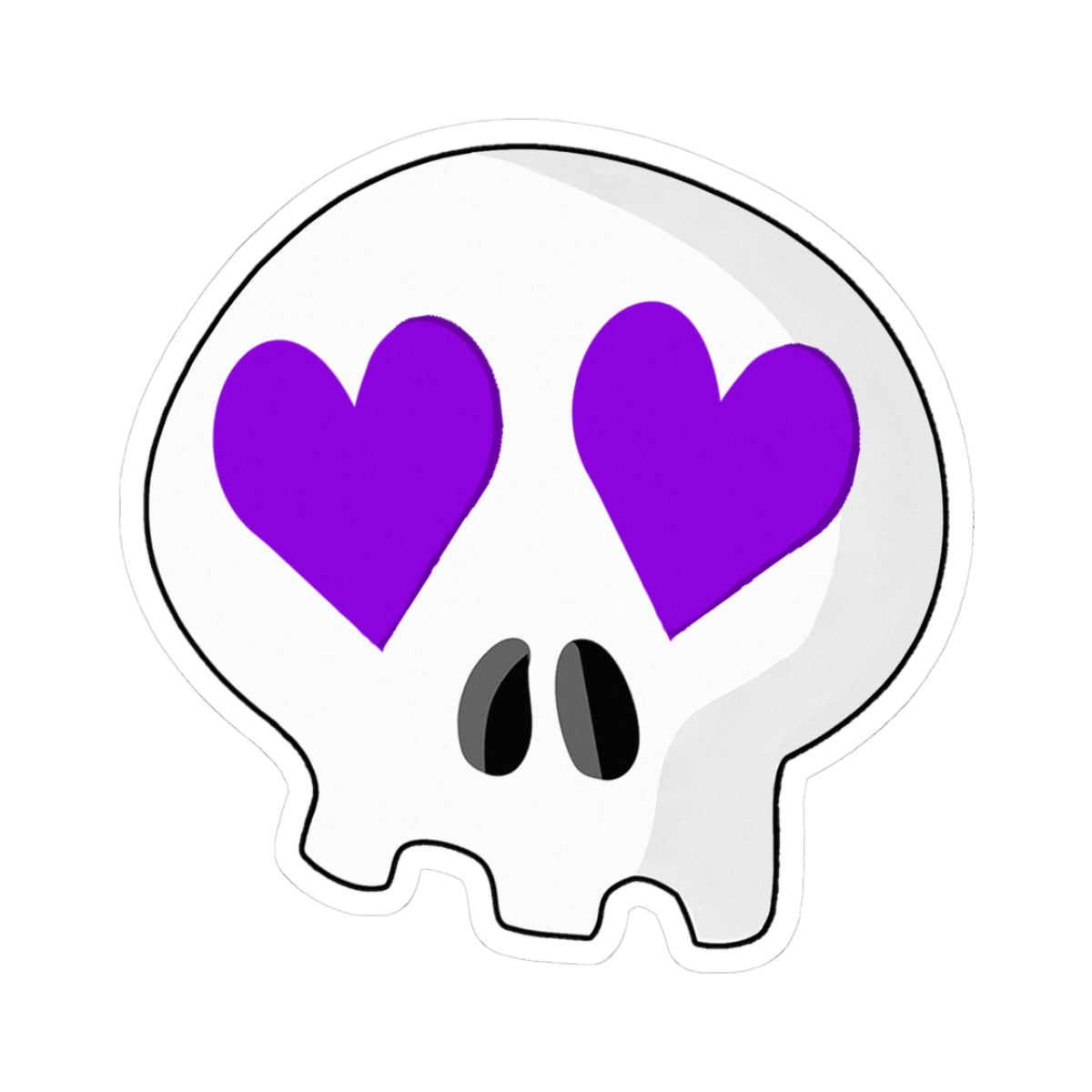 Heart-Eyes Skull Sticker (Purple)
