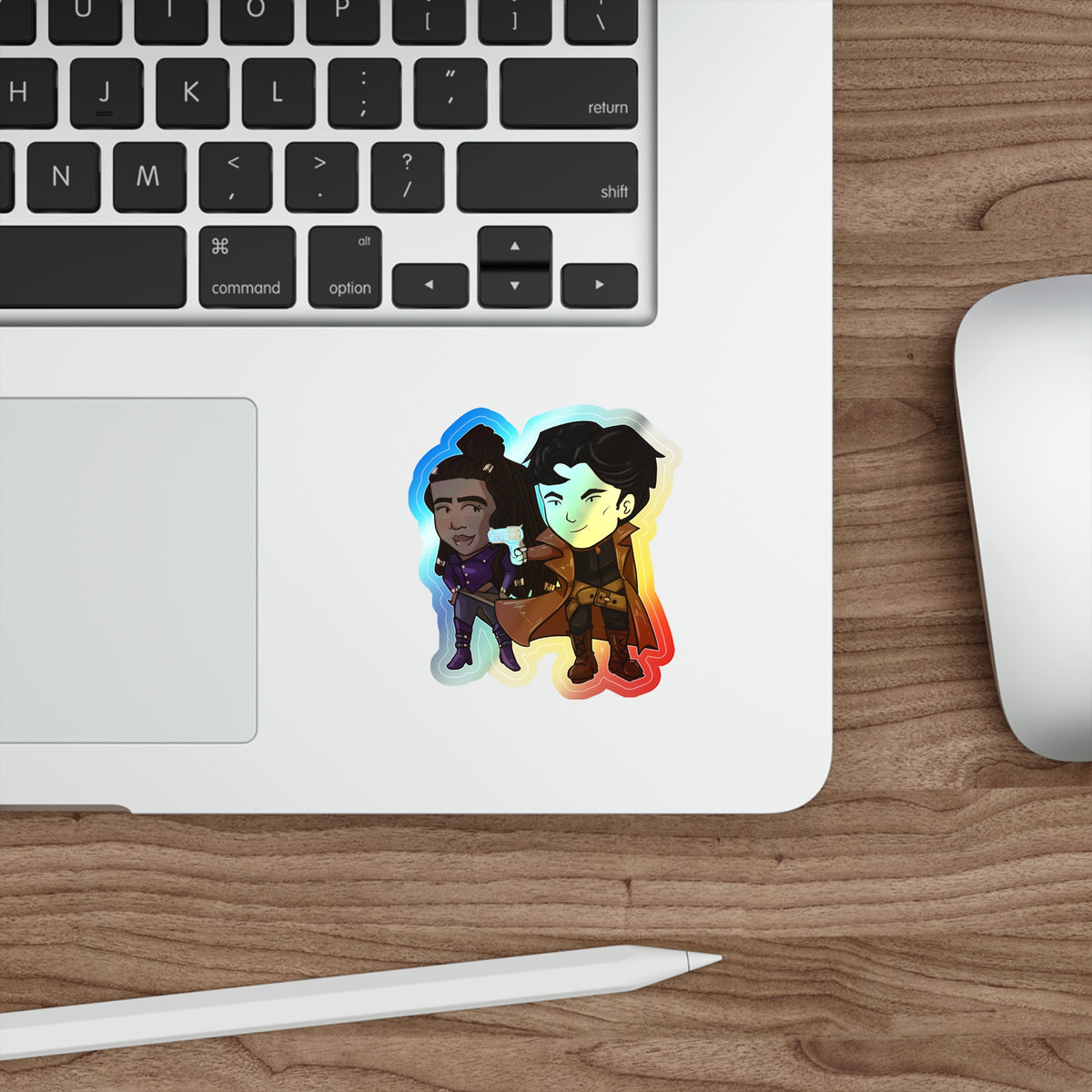 Grey and Minn Holographic Sticker (Chibi-Style)